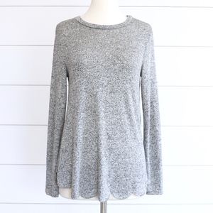 Scalloped Hem Top, Gray